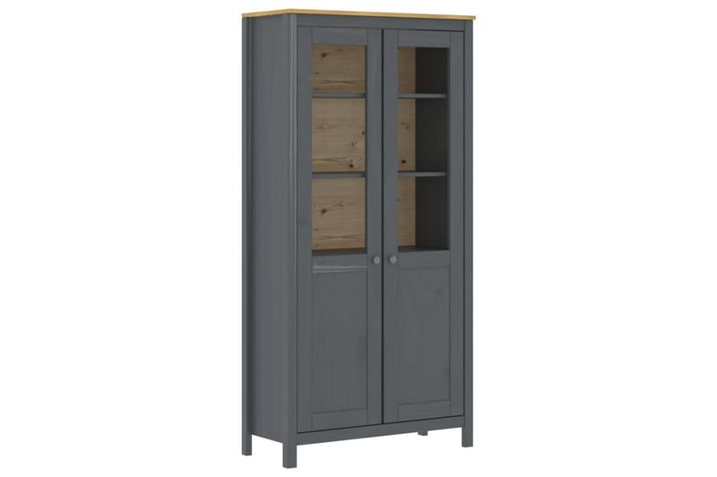 Highboard Hill Range grå 85x37x170,5 cm heltre furu - Oppbevaring - Skap - Vitrineskap