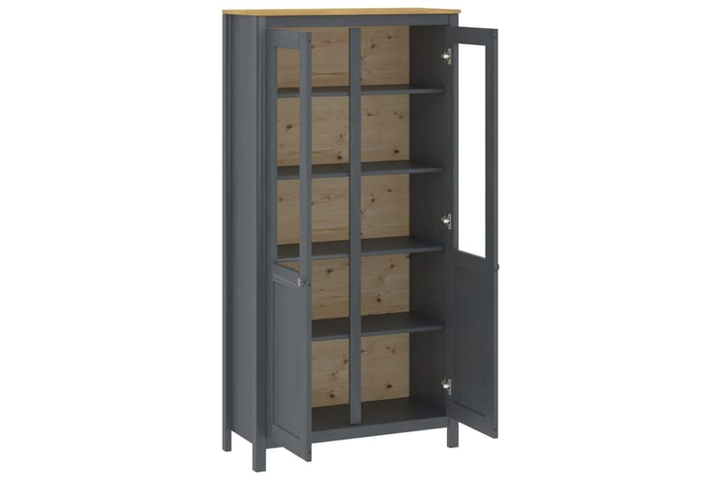 Highboard Hill Range grå 85x37x170,5 cm heltre furu - Oppbevaring - Skap - Vitrineskap