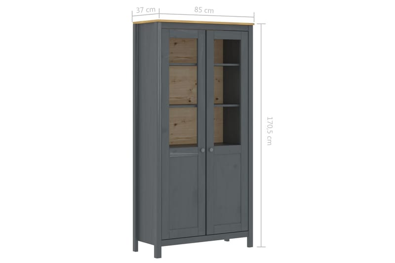 Highboard Hill Range grå 85x37x170,5 cm heltre furu - Oppbevaring - Skap - Vitrineskap