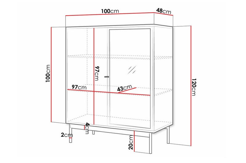 Kintore Vitrineskap 120 cm - Svart - Oppbevaring - Skap - Vitrineskap