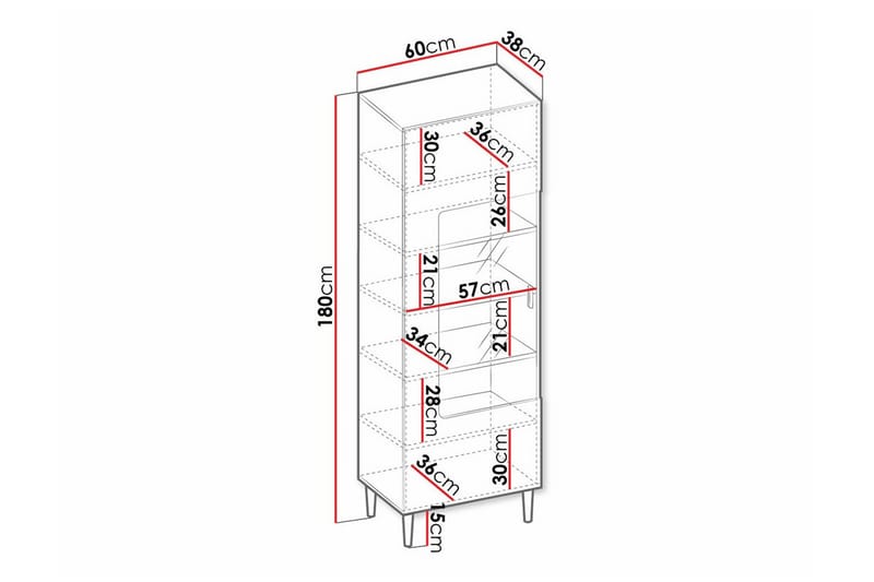 Kintore Vitrineskap 180 cm - Hvid - Oppbevaring - Skap - Vitrineskap