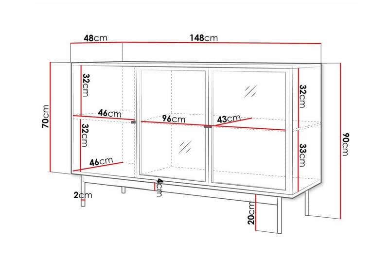 Kintore Vitrineskap 90 cm - Svart - Oppbevaring - Skap - Vitrineskap