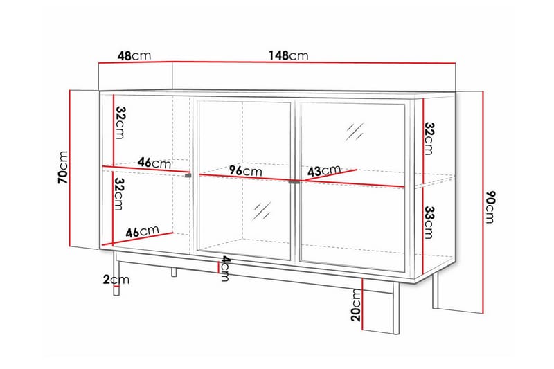 Kintore Vitrineskap 90 cm - Svart - Oppbevaring - Skap - Vitrineskap