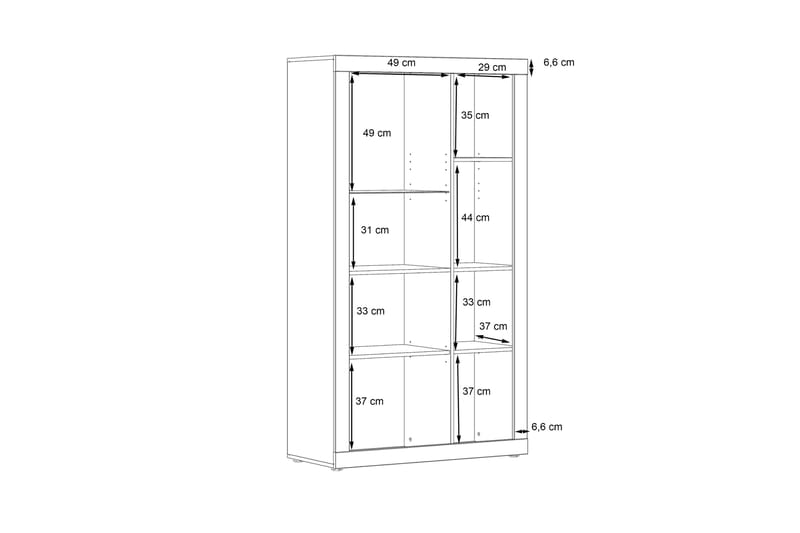 Kranea Vitrineskap 41x93 cm - Grå/Hvit - Oppbevaring - Skap - Vitrineskap