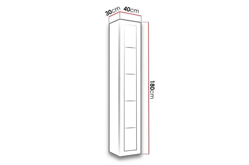 Narbonne Vitrineskap 30x40 cm Blå LED - Natur/Svart - Oppbevaring - Skap - Vitrineskap