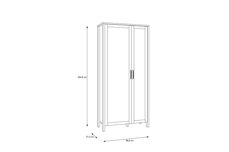 Polykastro Vitrineskap 42x97 cm - Brun - Oppbevaring - Skap - Vitrineskap