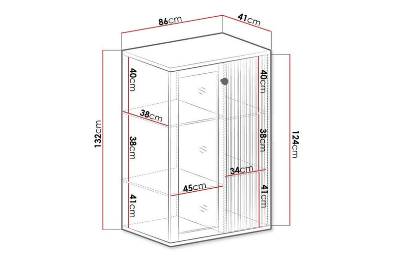 Rosehall Vitrineskap 132 cm - Svart - Oppbevaring - Skap - Vitrineskap