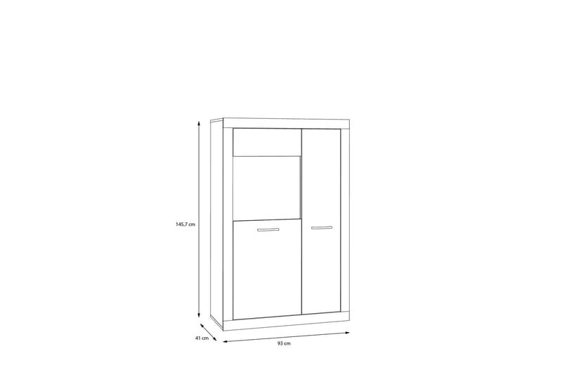 Tolovgrad Vitrineskap 41x93 cm - Grå/Hvit - Oppbevaring - Skap - Vitrineskap