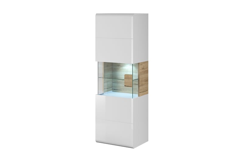 Toreno Vitrine 39x53 cm - Hvit/Natur - Oppbevaring - Skap - Vitrineskap