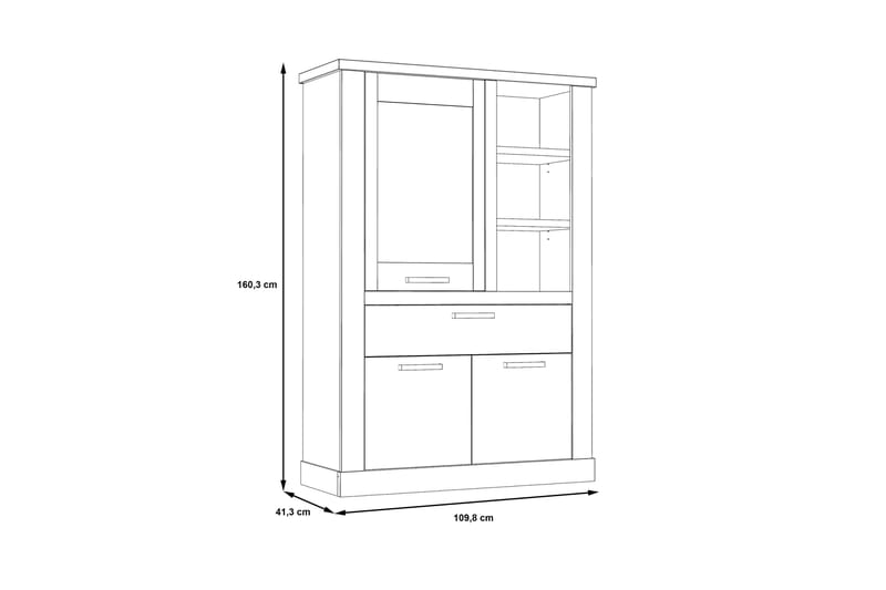 Trecante Vitrineskap 160x110 cm - Brun/Grå - Oppbevaring - Skap - Vitrineskap