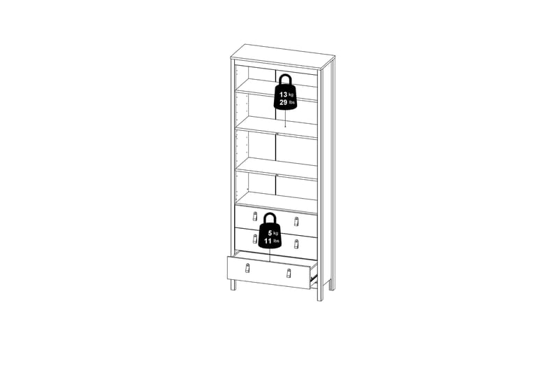 Vallvidera Vitrineskap 33x78 cm - Hvit - Oppbevaring - Skap - Vitrineskap