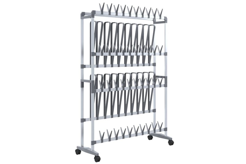 beBasic Skostativ med hjul sølv 89x27x120 cm - Silver - Oppbevaring - Skooppbevaring