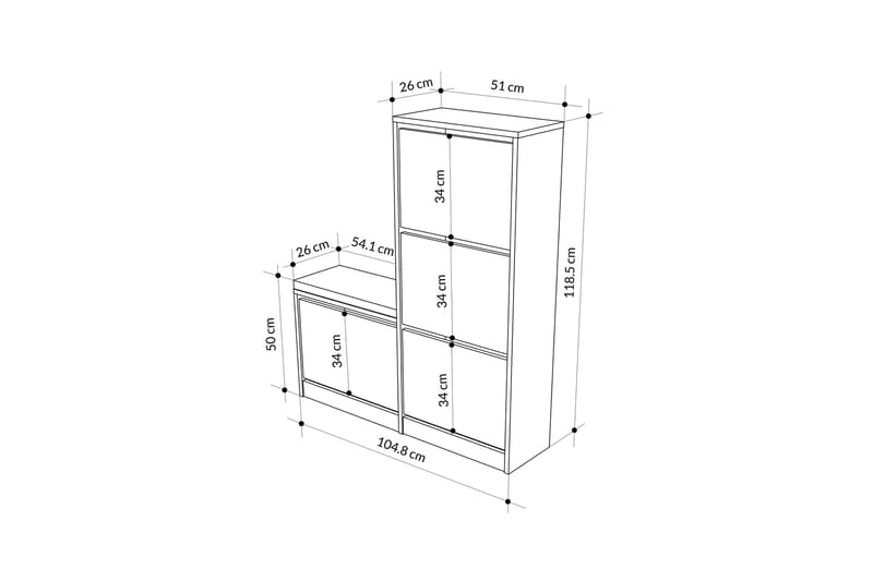 Dude Skoskap 105 cm - Eik - Oppbevaring - Skooppbevaring - Skoskap