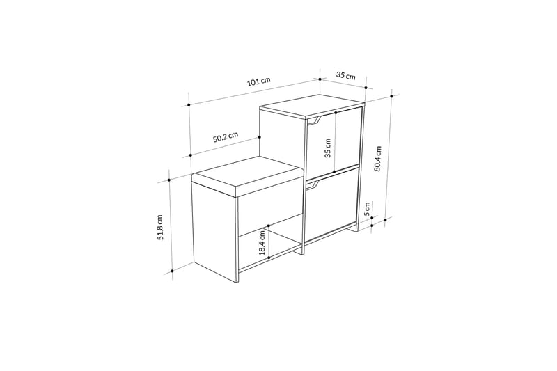 Haven Skoskap 101,5 cm - Antrasitt/Eik - Oppbevaring - Skooppbevaring - Skoskap