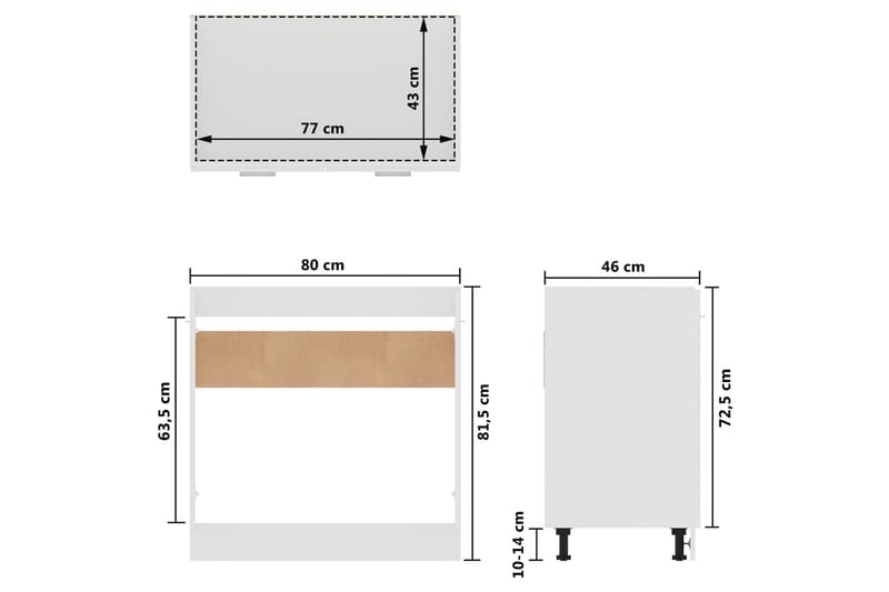 Kjøkkenskap hvit 80x46x81,5 cm sponplate - Hvit - Oppbevaring - Skooppbevaring - Skoskap