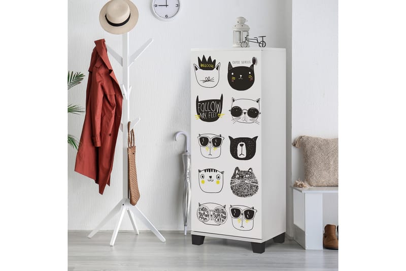 Shoe Cabinet Hvit|Svart - Oppbevaring - Skooppbevaring - Skoskap