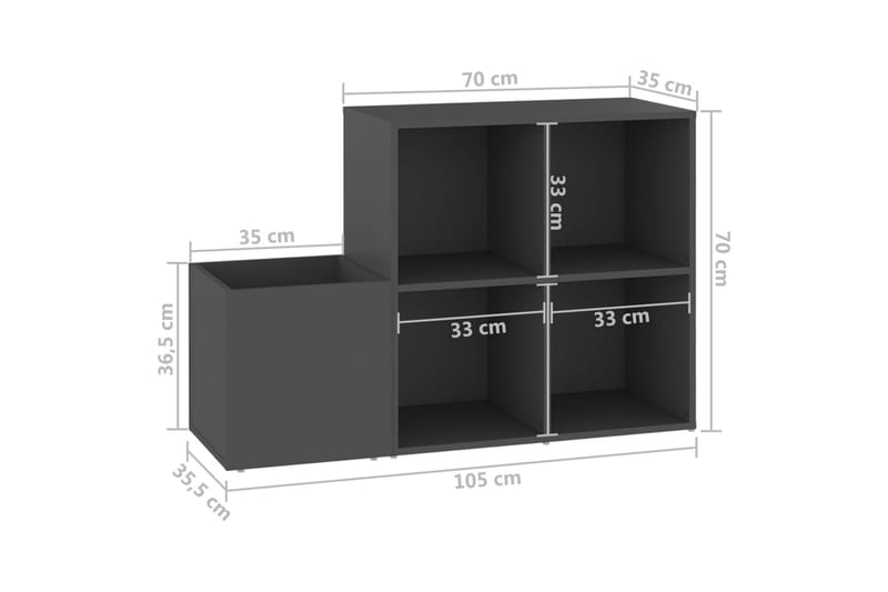 Skoskap for gang grå 105x35,5x70 cm sponplate - Grå - Oppbevaring - Skooppbevaring - Skoskap