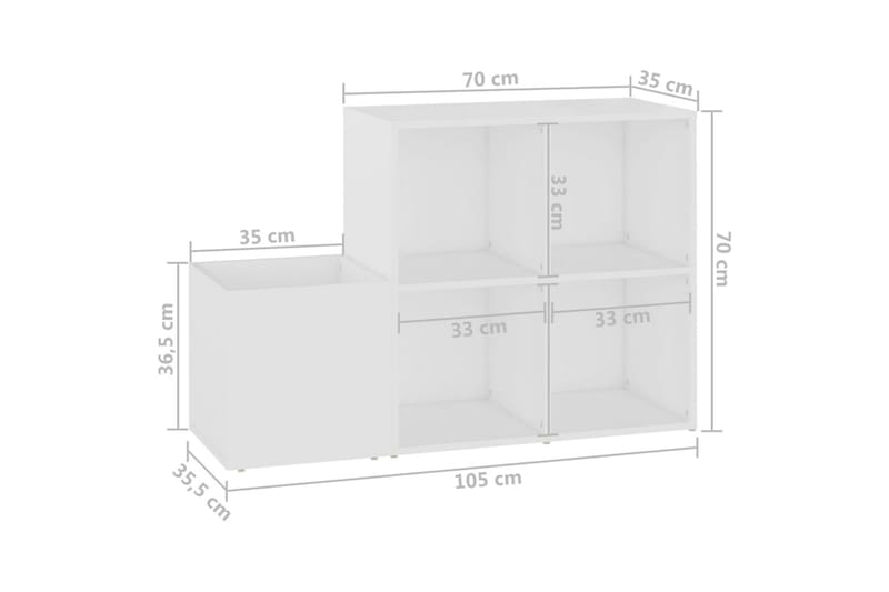 Skoskap for gang hvit 105x35,5x70 cm sponplate - Hvit - Oppbevaring - Skooppbevaring - Skoskap