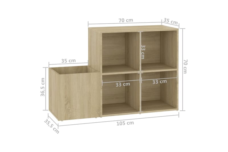 Skoskap for gang sonoma eik 105x35,5x70 cm sponplate - Brun - Oppbevaring - Skooppbevaring - Skoskap