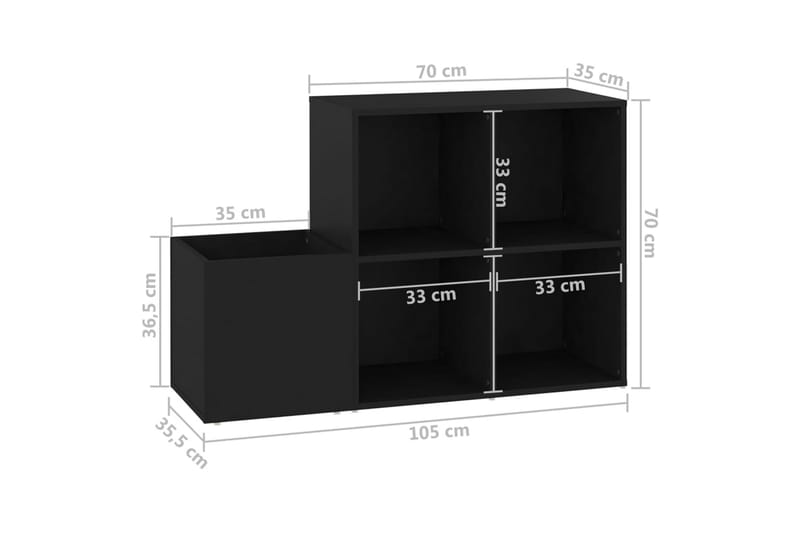 Skoskap for gang svart 105x35,5x70 cm sponplate - Svart - Oppbevaring - Skooppbevaring - Skoskap