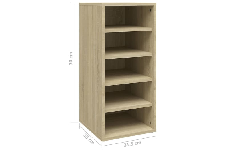 Skoskap sonoma eik 2 stk 31,5x35x70 cm sponplate - Brun - Oppbevaring - Skooppbevaring