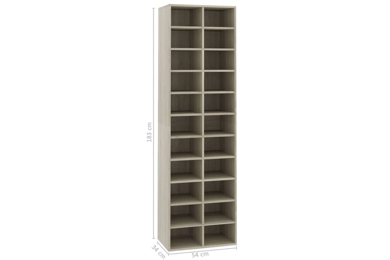 Skoskap sonoma eik 54x34x183 cm sponplate - Oppbevaring - Skooppbevaring - Skoskap