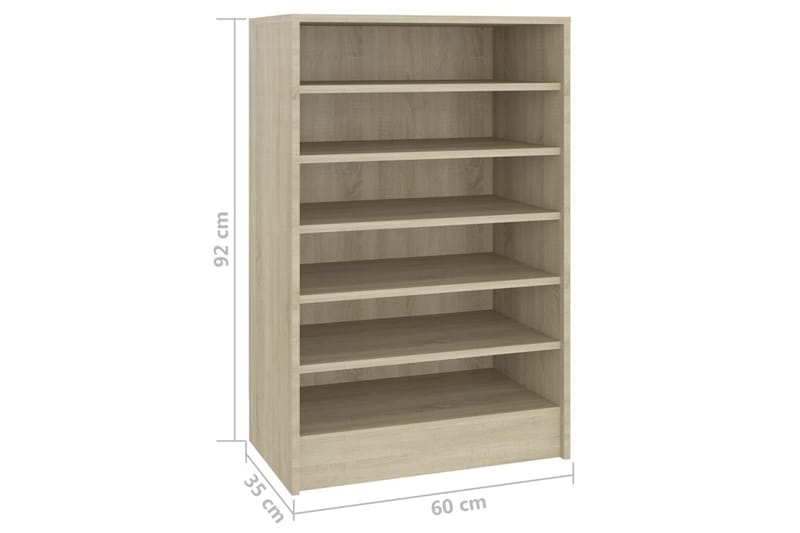 Skoskap sonoma eik 60x35x92 cm sponplate - Brun - Oppbevaring - Skooppbevaring - Skoskap