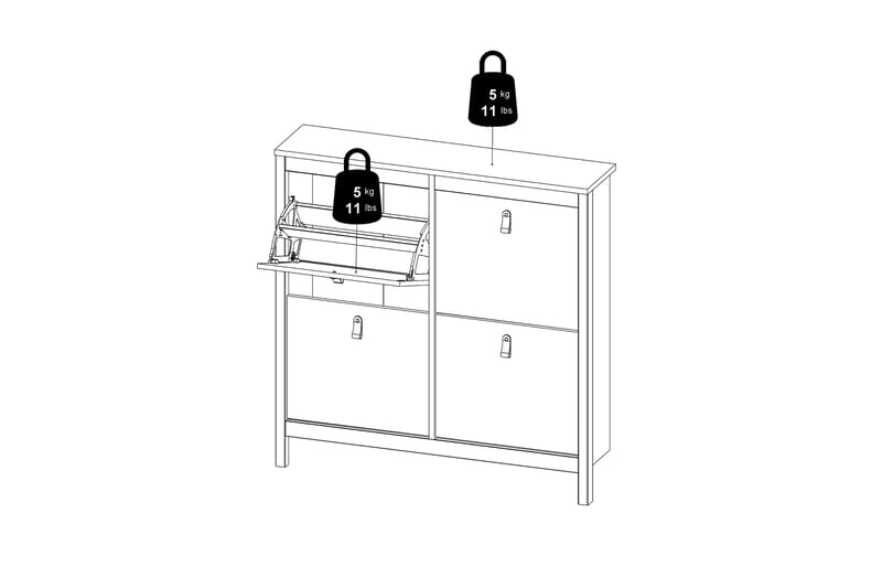 Vallvidera Skoskap 25x102 cm - Hvit/Natur - Oppbevaring - Skooppbevaring - Skoskap