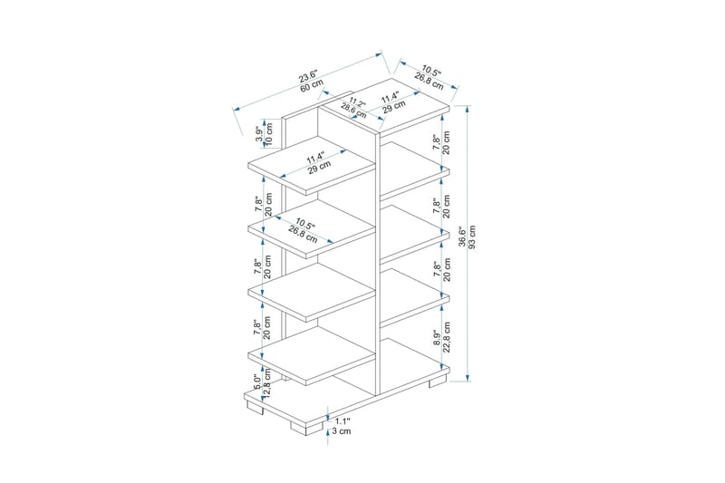 Tintum Skohylle 93x60x26,8 cm - Lys Brun/Tre - Oppbevaring - Skooppbevaring