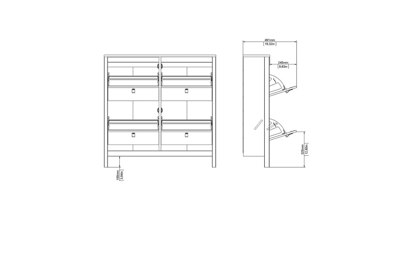 Vallvidera Skoskap 25x102 cm - Svart/Natur - Oppbevaring - Skooppbevaring - Skoskap