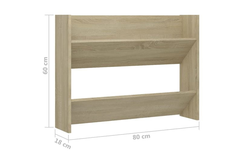 Veggskoskap sonoma eik 80x18x60 cm sponplate - Brun - Oppbevaring - Skooppbevaring