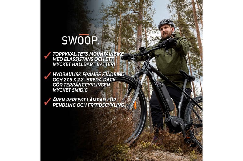 Swoop El-Mountainbike Mtb Seeker, 27,5 - Svart/Gul - Mountain bike