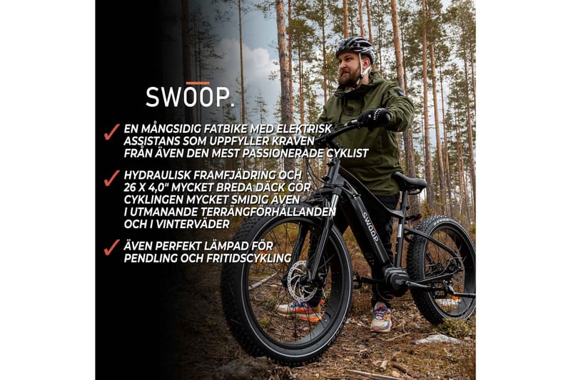 Swoop Fatbike Attacker Elsykkel, 26 - Svart - Elsykkel