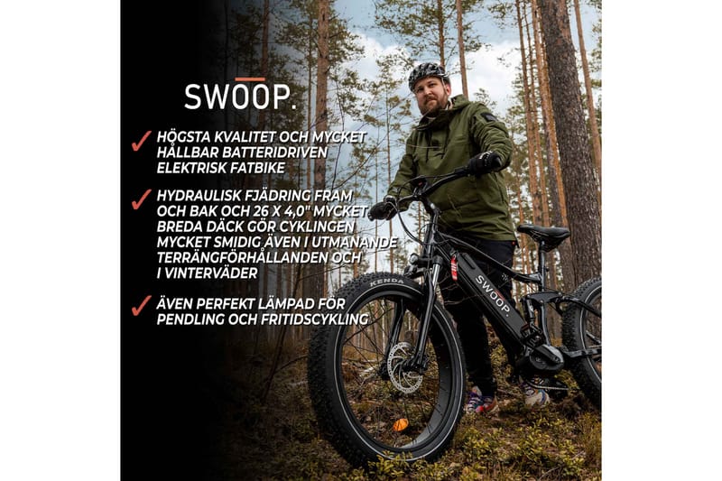 Swoop Fatbike Ranger Elsykkel, 26 - Svart - Elsykkel