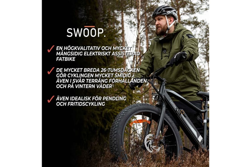 Swoop Fatbike Striker Elsykkel, 26 - Svart - Elsykkel