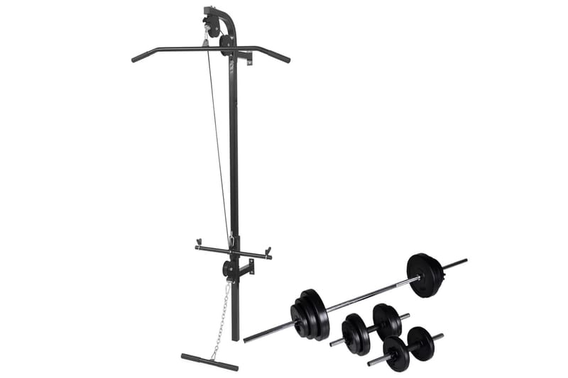 Treningstårn med vektstang- og manualsett 30,5 kg - Crossfit utstyr - Power rack & power tower - Multigym