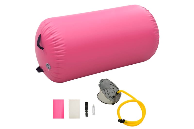 Oppblåsbar gymnastikkrull med pumpe 120x75 cm PVC rosa - Sport & fritid - Hjemmetrening - Treningsutstyr - Treningsgulv & puslematte