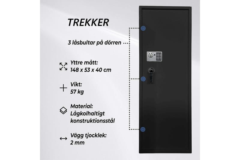 Trekker Våpenskap for 10 Våpen, AS1000 V2 - Svart - Jaktvåpen