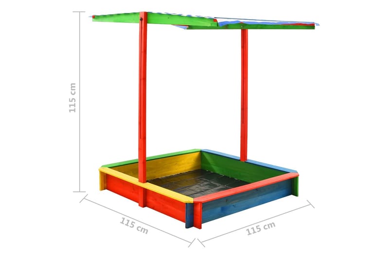 Sandkasse med justerbart tak gran flerfarget UV50 - Flerfarget - Sport & fritid - Lek & sport - Lekeplass & lekeplassutstyr