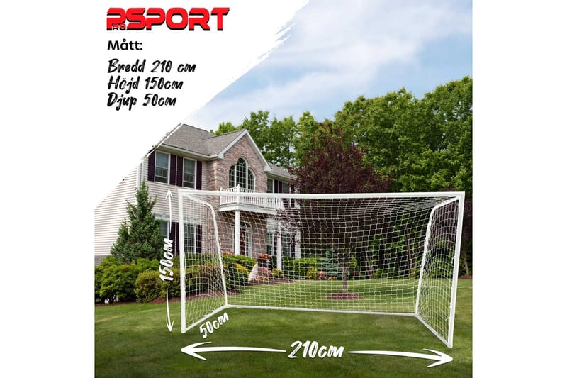 Prosport Fotballmål 210x150x50 cm - Hvit - Sport & fritid - Lek & sport - Utendørs spill