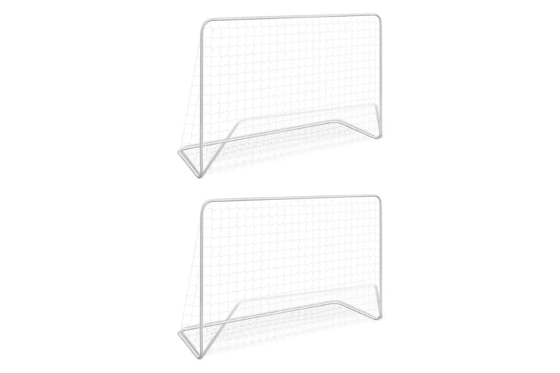 Fotballmål 2 stk med nett 182x61x122 cm stål hvit - Sport & fritid - Lek & sport - Utendørs spill