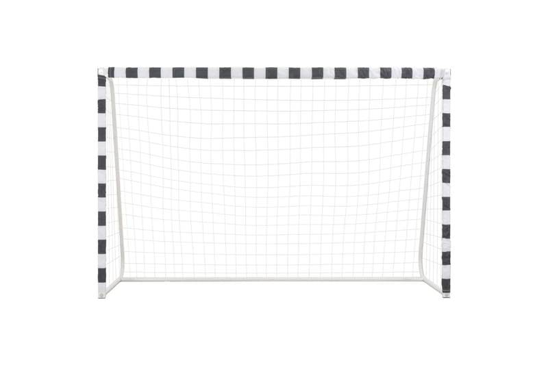 Fotballmål 300x200x90 cm metall svart og hvit - Hvit - Sport & fritid - Lek & sport - Utendørs spill