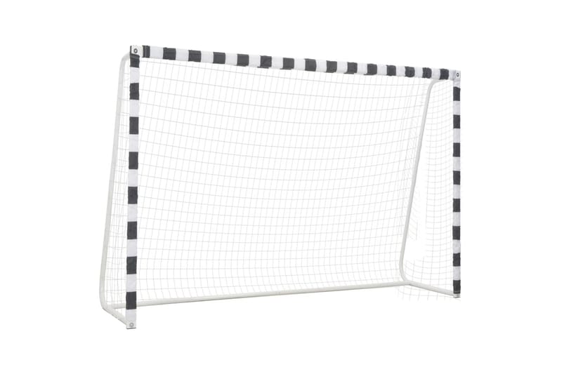 Fotballmål 300x200x90 cm metall svart og hvit - Hvit - Sport & fritid - Lek & sport - Utendørs spill