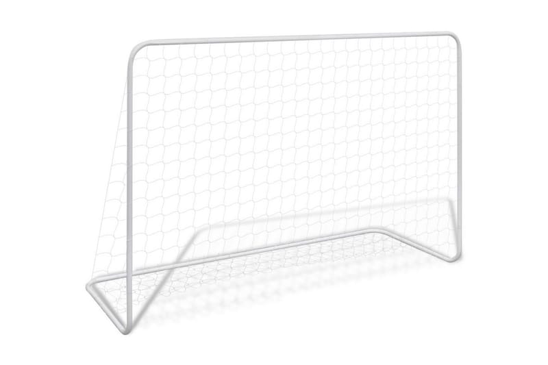 Fotballmål med nett 182x61x122 cm stål hvit - Sport & fritid - Lek & sport - Utendørs spill