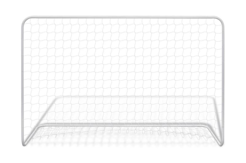 Fotballmål med nett 182x61x122 cm stål hvit - Sport & fritid - Lek & sport - Utendørs spill