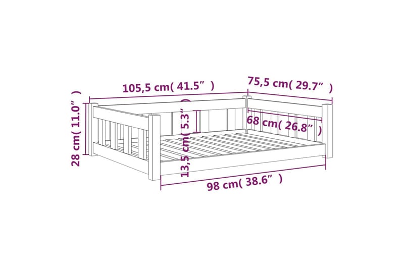 beBasic Hundeseng svart 105,5x75,5x28 cm heltre furu - Svart - Sport & fritid - Til dyrene - For hund - Hundemøbler - Hundekurv & hundeseng