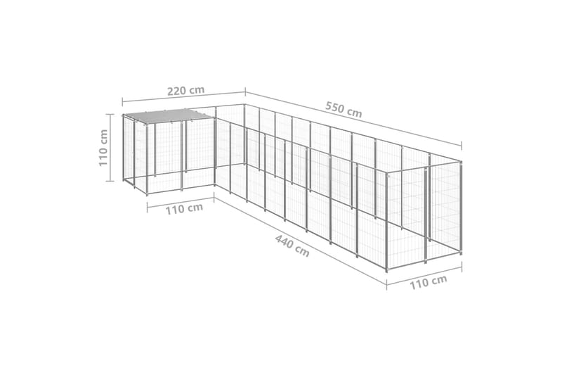 Hundegård sølv 7,26 m² stål - Silver - Sport & fritid - Til dyrene - For hund - Hundemøbler