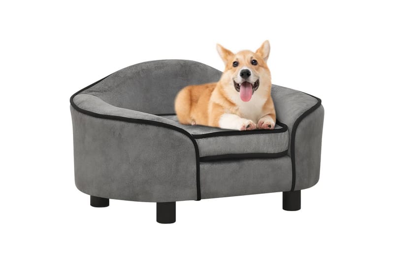 Hundesofa grå 67x47x36 cm plysj - Grå - Sport & fritid - Til dyrene - For hund - Hundemøbler - Hundekurv & hundeseng