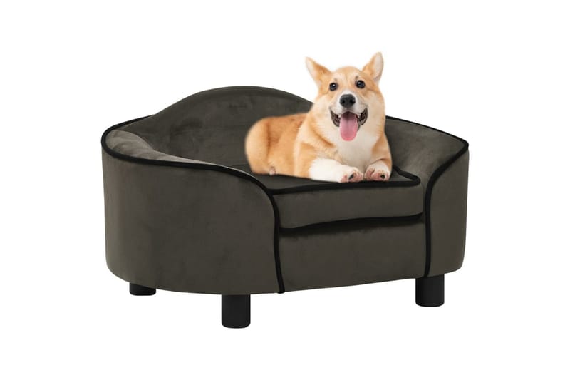 Hundesofa mørkegrå 67x47x36 cm plysj - Grå - Sport & fritid - Til dyrene - For hund - Hundemøbler - Hundekurv & hundeseng