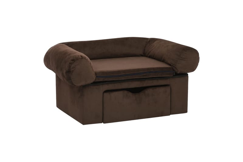 Hundesofa med skuff brun 75x50x38 cm plysj - Brun - Sport & fritid - Til dyrene - For hund - Hundemøbler - Hundekurv & hundeseng